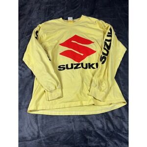 Yellow Suzuki Long Sleeve T Shirt Mens Medium Hanes Beefy Graphic Tee‎
